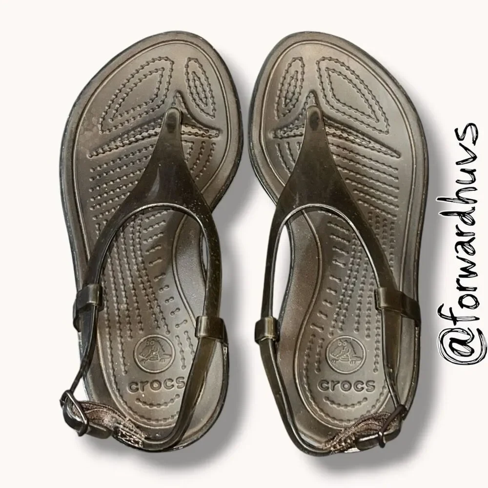Crocs Jelly Style Bronze Slingback Wedge Sandals W4